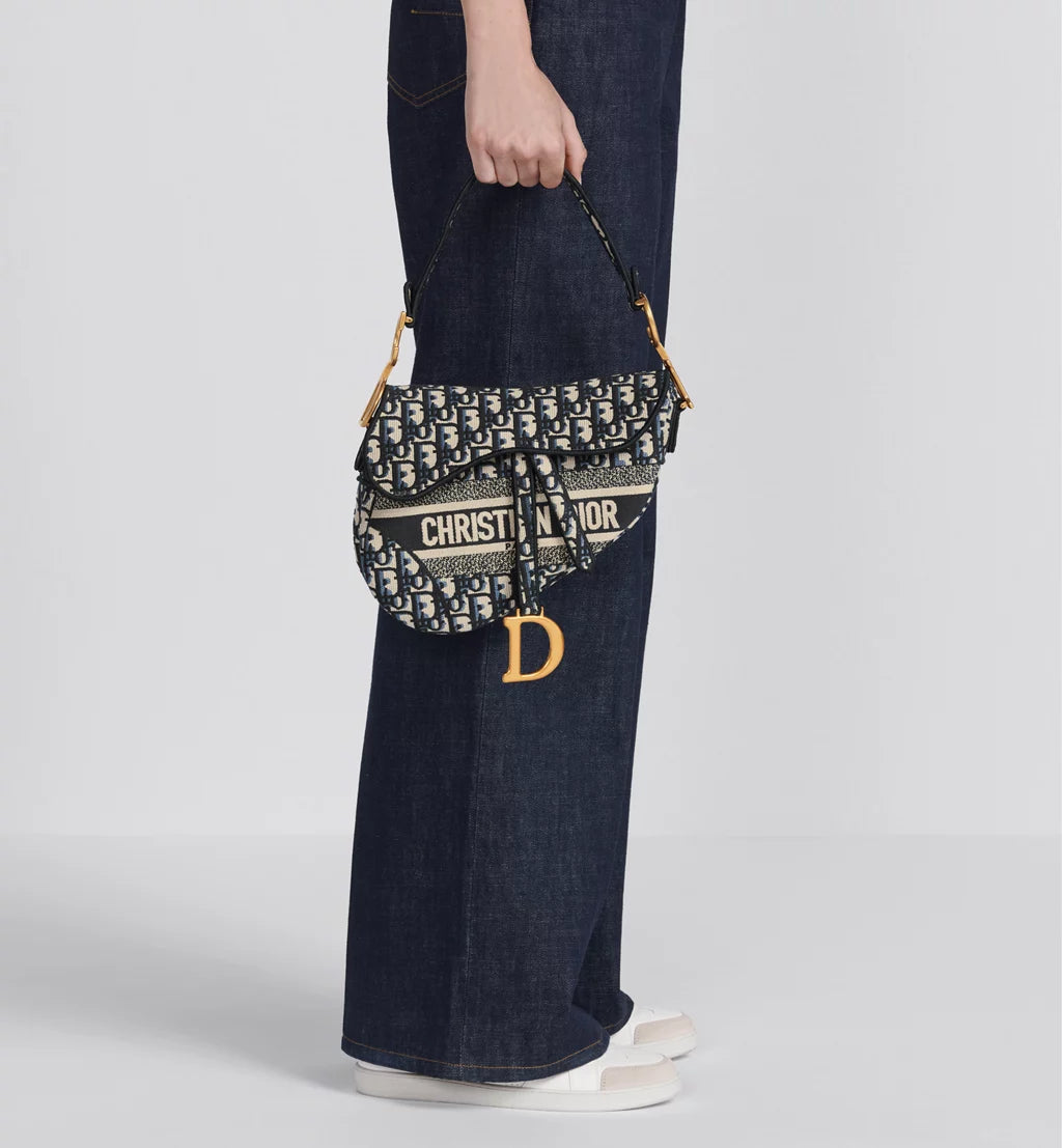 Dior Saddle Bag Blue Oblique Canvas
